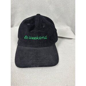 Clare V. Corduroy Embroidered "Le Weekend" Baseball Hat One Size Black NWT's